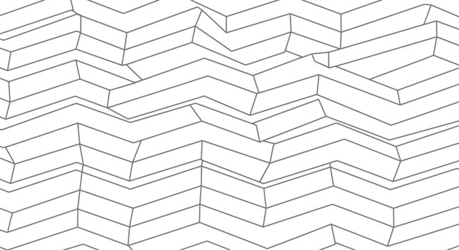 Abstract geometric pattern, zigzag lines, optical illusion, monochrome background