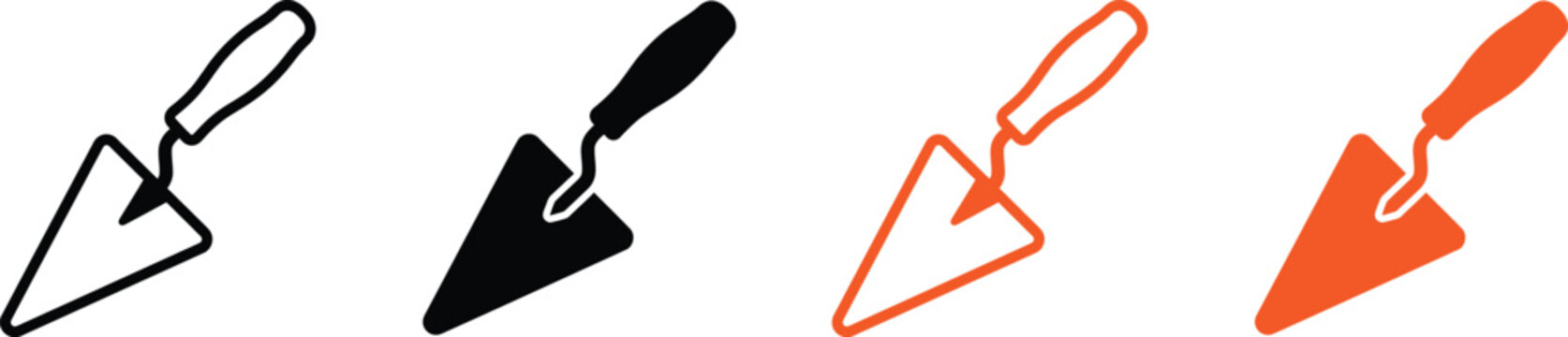 Minimalist mason trowel icons for construction and renovation projects