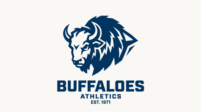 Fierce buffalo bison head mascot logo for sports team athletics club university varsity apparel design vector graphic emblem illustration champion