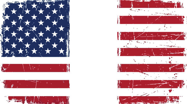 Distressed american flag with weathered texture and central gap
