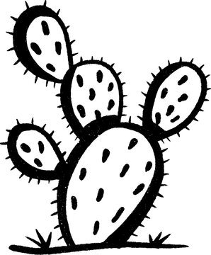 Hand Drawn Festa Junina Prickly Pear Cactus