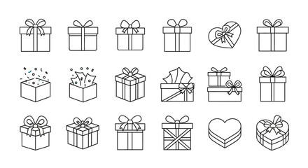 Fototapeta premium Collection of Hand Drawn Gift Boxes and Presents Icons.