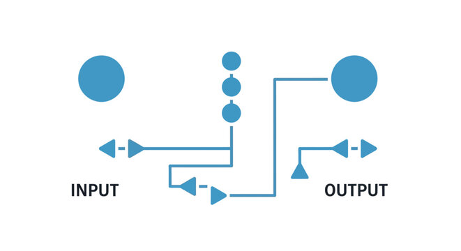 Abstract neural network diagram with input and output nodes