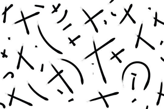 Chaotic abstract hand drawn scribble texture with cross marks and doodle lines black ink vector background