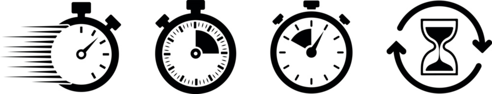 Stopwatch and hourglass icons for time management and productivity tools