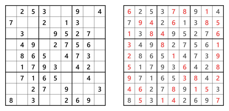 Classic 9x9 sudoku grid with pencil marks, easy level puzzle for beginners, relaxing hobby activity, mental arithmetic practice