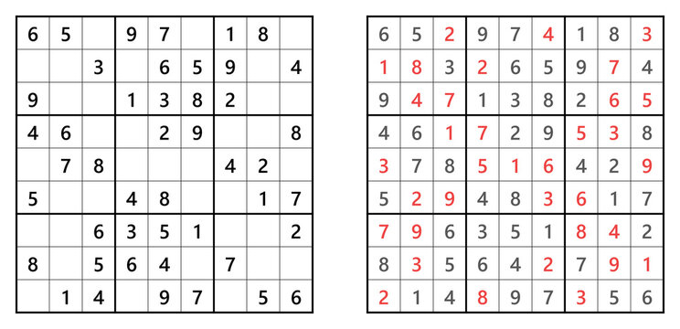 Classic 9x9 sudoku grid with pencil marks, easy level puzzle for beginners, cognitive skill worksheet