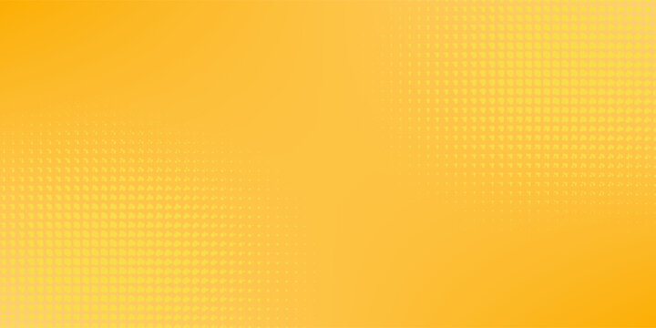 Yellow halftone pattern. Retro comic gradient background. Bright orange pixelated dotted texture overlay. Cartoon pop art faded gradient pattern. Vector backdrop for poster, banner, advertisement