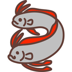 Chibi narwhal (new variant) spiral ocean vector © 월 뉴