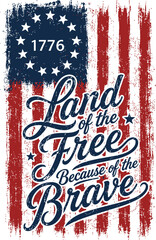Obraz premium USA Freedom Quote Artwork Featuring Vintage American Flag