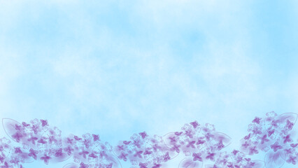 Fototapeta premium 紫陽花（あじさい）の背景、手書きイラスト。