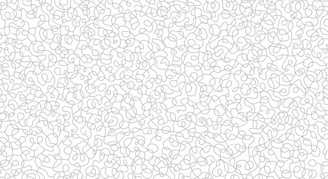 Abstract White Background with Random Black Swirls and Loops Pattern