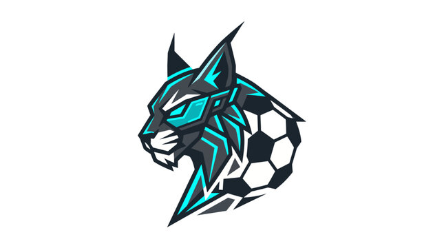 Stylized cartoon bobcat soccer mascot profile.