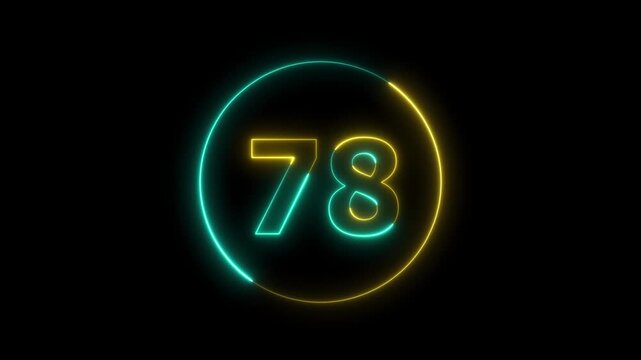 Glowing Digital Number with Futuristic Neon Technology Style