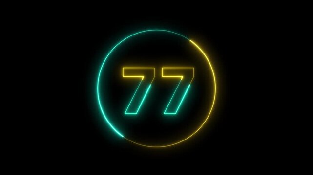 Glowing Digital Number with Futuristic Neon Technology Style