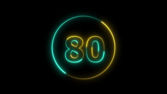 Glowing Digital Number with Futuristic Neon Technology Style