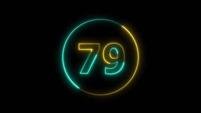 Glowing Digital Number with Futuristic Neon Technology Style