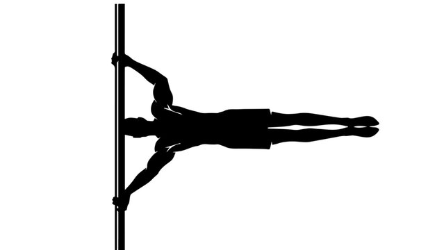 Silhouette of person performing human flag exercise on vertical pole illustration