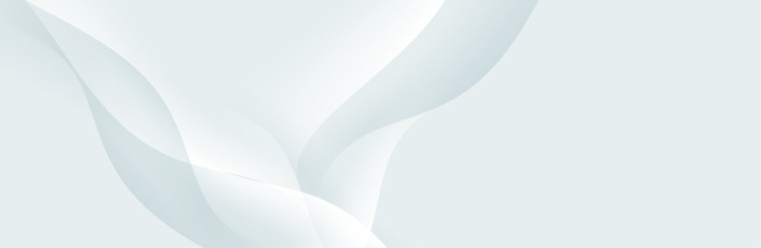 Light blue gray abstract background with elegant twisted ribbon curve shapes and glowing white center gradient, perfect for luxury fashion brand, beauty product launch and premium event invitation des