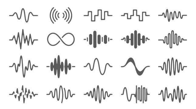 Collection of Various Sound Wave and Signal Icons