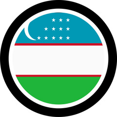 Fototapeta premium Uzbekistan Round Flag Icon with Black Border
