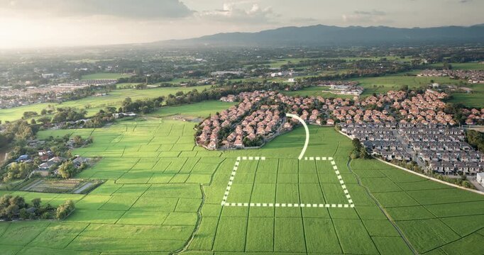 Land in San Sai District, Chiang Mai, Thailand. Real estate concept highlighting land plots, property investment, land surveying, parcel mapping, title deed registration, zoning, development potential