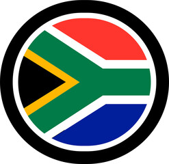 Obraz premium South Africa Round Flag Icon with Black Border