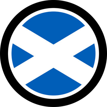 Scotland Round Flag Icon with Black Border