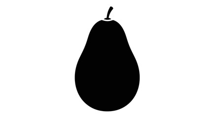 Pear silhouette stands alone as a solid black shape against a stark white background to highlight the organic form and simple beauty of this common fruit in a clean, high-contrast graphic style. © Berkah