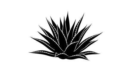 Fototapeta premium Aloe vera plant icon displays a succulent botanical specimen in a clean black and white vector silhouette for wellness and skincare branding.