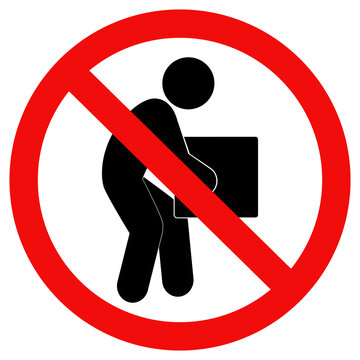 Do not lifting sign, No Lifting allowed sign, Flat vector illustration