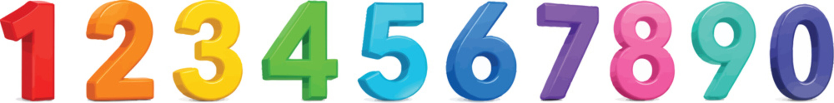 Colorful Numbers 0&ndash;9 Vector Set &ndash; Educational Digits and Cartoon Number Illustrations