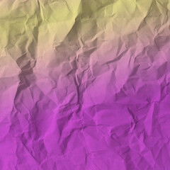 Fototapeta premium Soft yellow to vibrant purple gradient on a heavily crumpled paper texture background surface