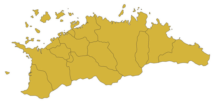 Outline Vector Map of Kagawa Prefecture With County of Japan