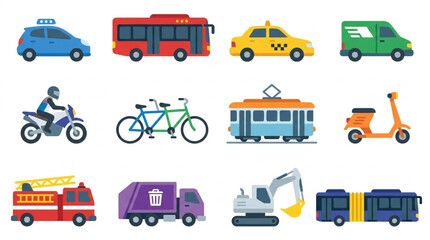 Illustrated Urban Transportation Vehicles Collection. © Dodi