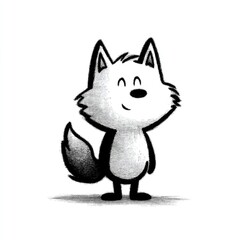 Fototapeta premium Cute black and white fox doodle illustration set in hand drawn cartoon style