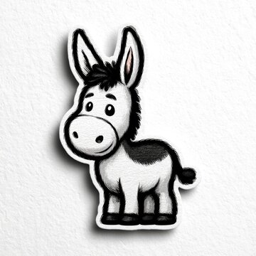 Cute donkey doodle illustrations in hand drawn sketch style
