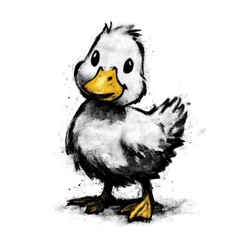 Cute duck doodle illustrations in hand drawn sticker style