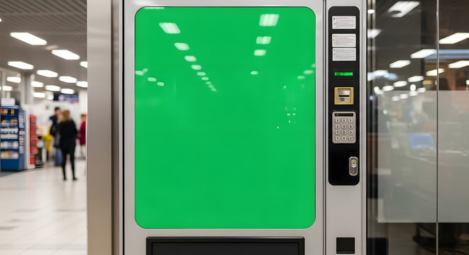 Vending machine display panel replaced by a green screen for content compositing