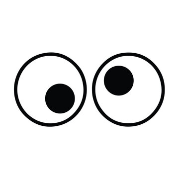 Googly Eyes Illustration Black and White Vector