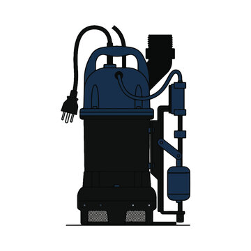 Submersible Sump Pump with Float Switch Vector Illustration