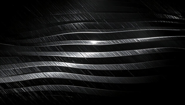 Abstract dark background with parallel grey lines and streaks creating a sense of movement, digital art texture.