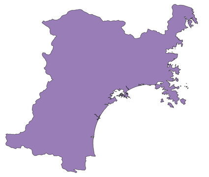 Outline Vector Map of Miyagi Prefecture of Japan