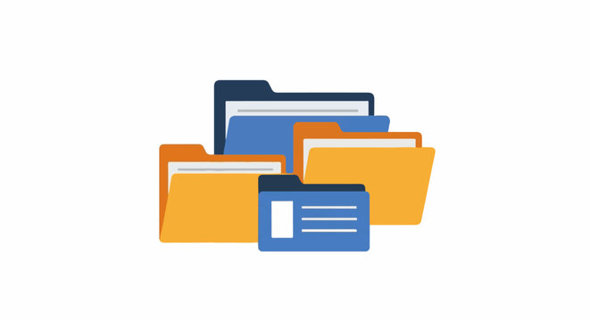 A graphic representation of colorful file folders and a document