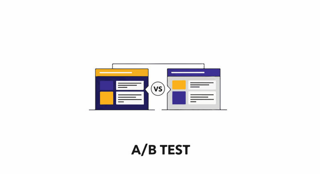 Two different webpage designs are compared in an A/B test, suggesting a choice between options