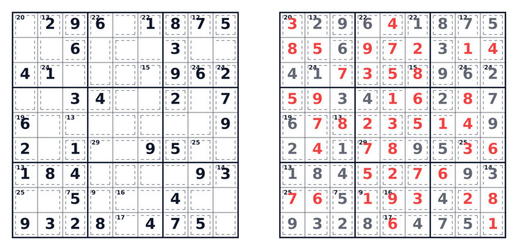Sudoku puzzle 9x9 hard level for adults printable with answers A4