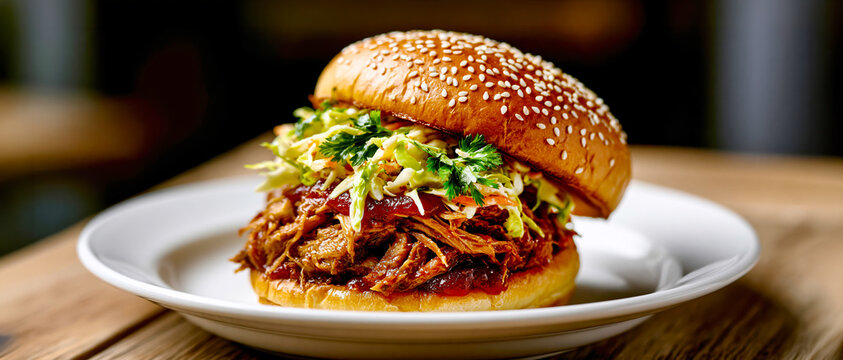 Pulled Pork Burger With Coleslaw &ndash; AI Generative