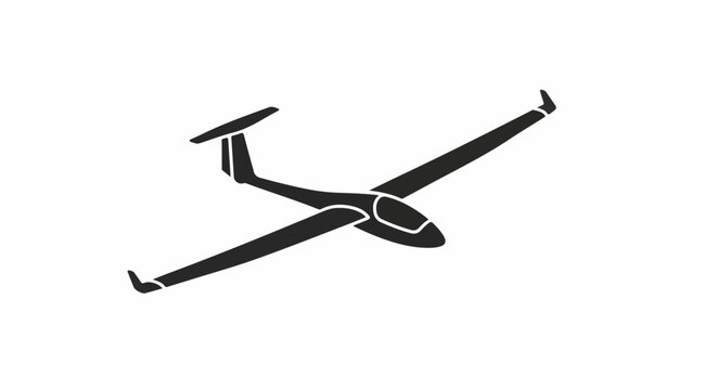 A minimalist illustration of a glider soaring through the air with its wings outstretched