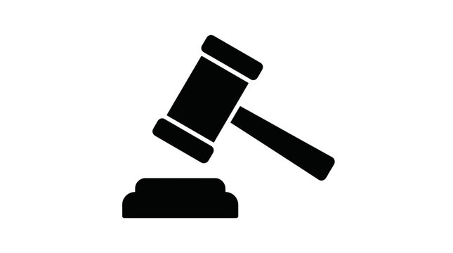 Black gavel icon on a white background
