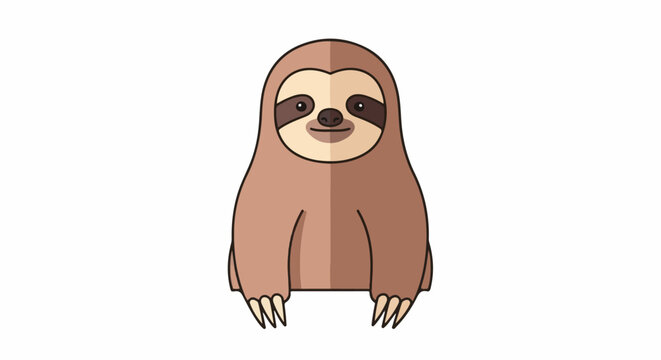 A cartoon sloth with a smiling face and claws